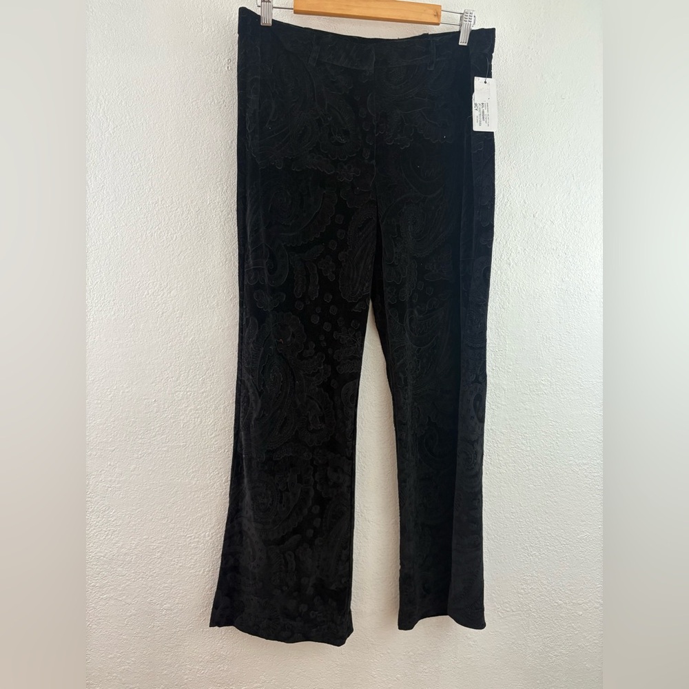 Black Tape Cut Velour paisley Black Bootcut Pants size LP